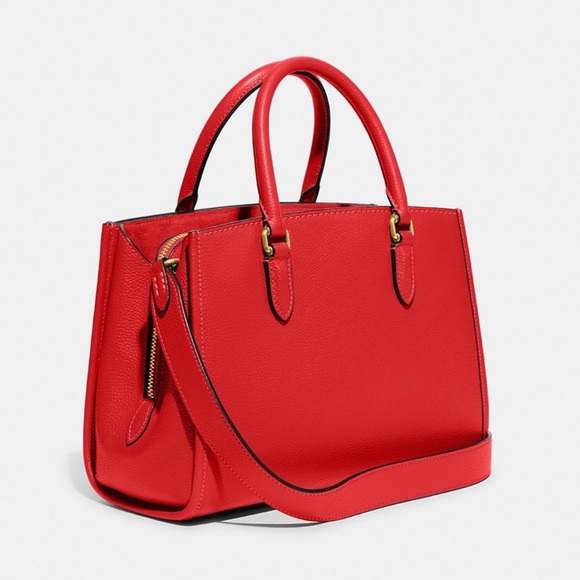 Coach Brooke Carryall 28 Satchel Bag in Brass/Sport Red Pebble Leather NWT CE732 - Picture 2 of 16